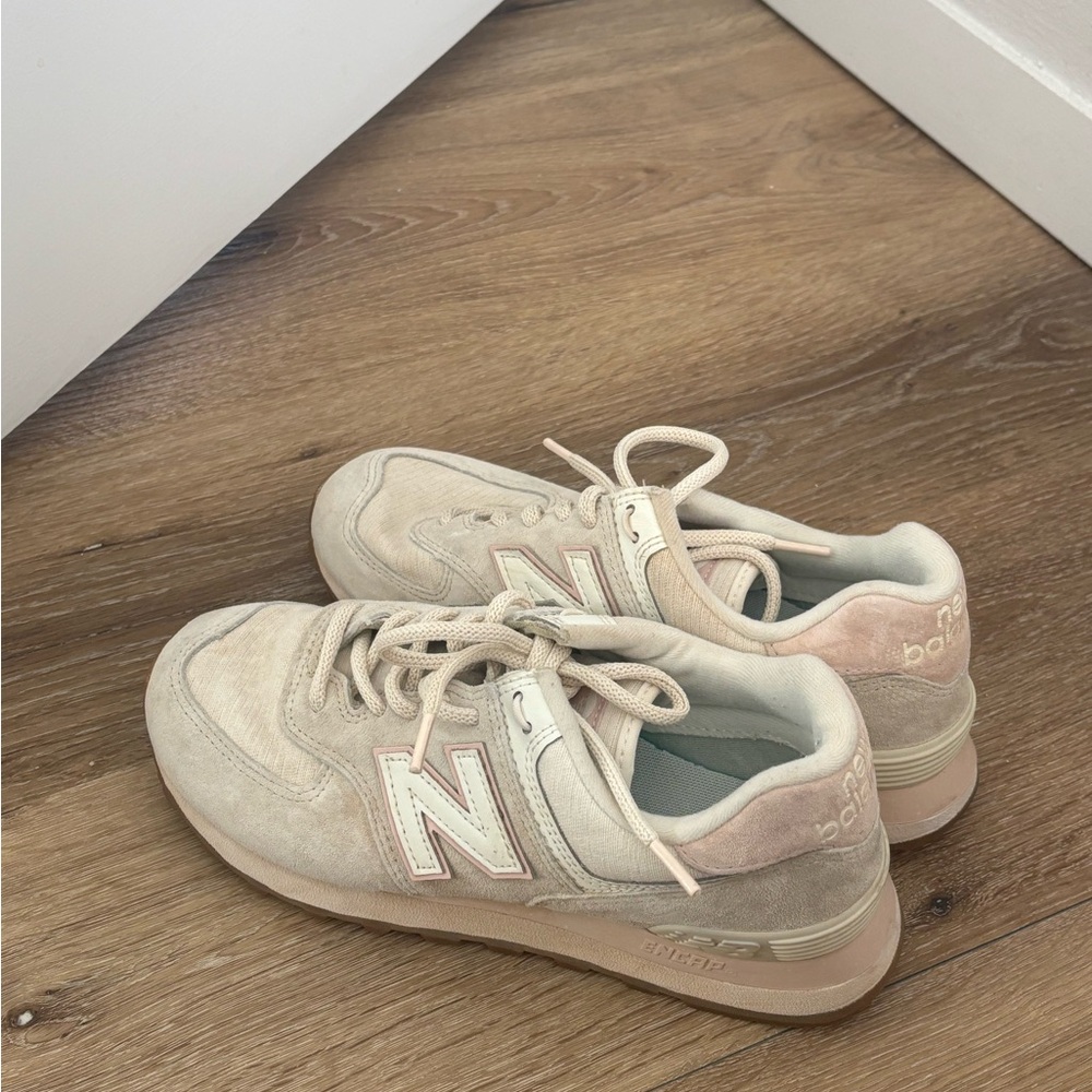 New Balance Beige and Pink Sneakers